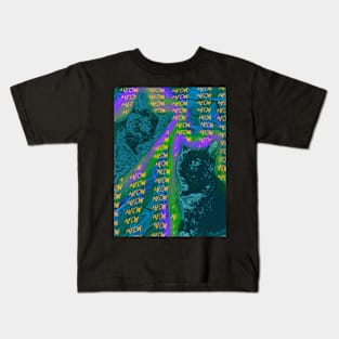 Halftone Cat V15 (Meow Background) Kids T-Shirt